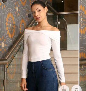 Shein Off-Shoulder Long Sleeve white Top