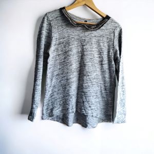 Woollen Animal Print High Low Western Top