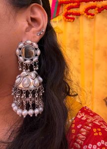 Elegant Silver Jhumka Earrings