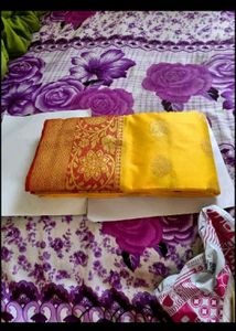 Elegant Yellow &amp; Red Saree
