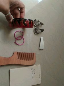 Neem Wood Comb,2pair Earings,1kangan