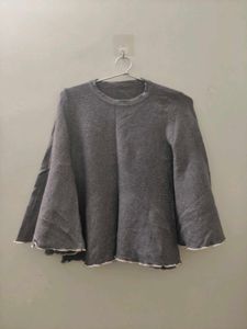 Gray Flared Sleeve Top