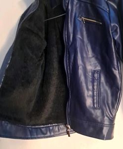 Double Sided Jacket Lether &amp; Furry Black
