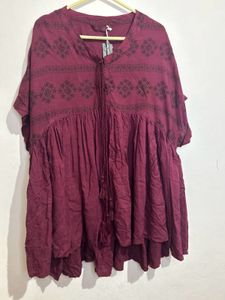 Maroon Tunic Top - Bohemian Style