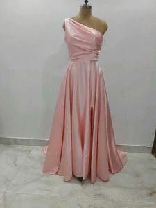 One-Shoulder Satin Gown
