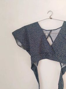 Branded Blue Tieup Crop Top.