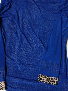 LAR Blue Cocktail Print Long Sleeve Top