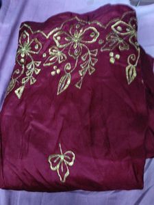 Maroon Embroidered Skirt