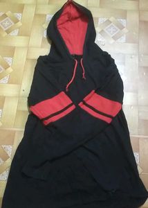 Black &amp; Red Contrast Hoodie