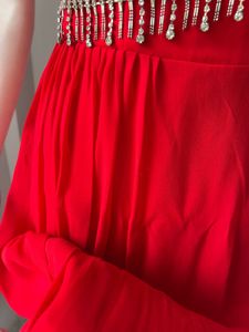 Red Premium One Sided Draped Gown
