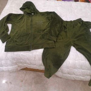 Green Velvet Tracksuit Set