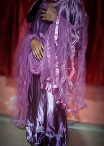 Purple Silk Suits Pants With Dupatta