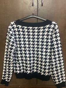 Houndstooth V Neck Sweater