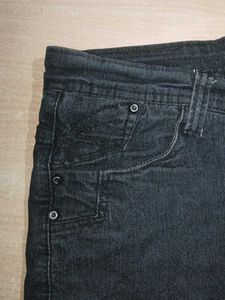 Black Denim Frayed Shorts