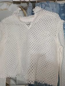 Crochet Knit Bell Sleeve Crop Top