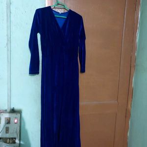 Red And Royal Blue Velvet Gown