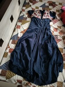 Navy Blue Floral Accent Dress