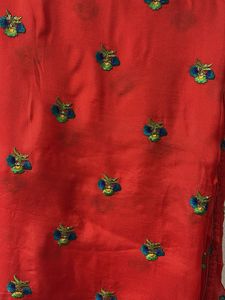 Elegant Red Embroidered Saree