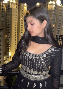 Elegant Black Embroidered Kurta Set