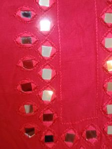 Pink Mirror Embellished Kurti