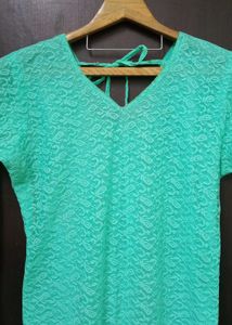 Elegant Sea Green Lace Kurti