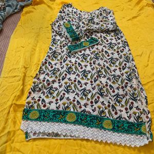 Floral Kurta Set with garara &amp; Dupatta