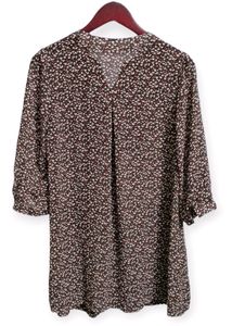 Brown Floral Print Peasant Blouse (Woman)