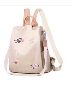Floral Embroidered Anti-Theft Backpack