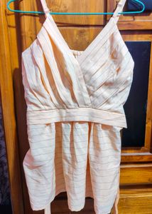 Peach Striped Sleeveless Top