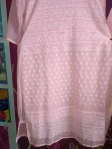 Pink Embroidered chikankari Kurta