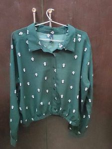 Skull Print dark Green Shirt