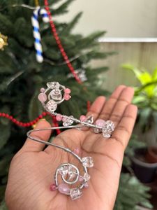 rose quartz and pink onyx arm cuff