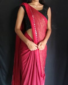 Maroon Fril With Mirror Work Saree
