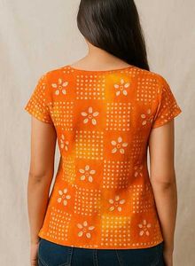 Orange Tie-Dye Printed Cotton Top