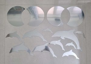 Dolphin &amp; Moon Mirror Wall Decals