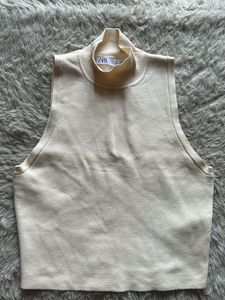 Beige Turtle Neck Top