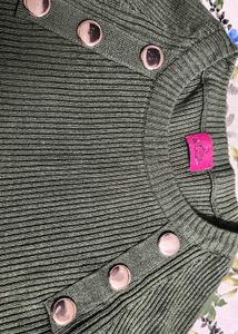 Olive Green Ribbed Knit Top