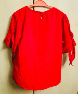 Red Tie Sleeve Top