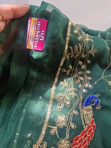 Rajputi chiffon New dark green Saree