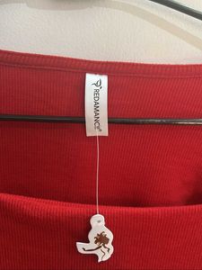 ❌️SALE❌️ Red Square Neck Fitted Top