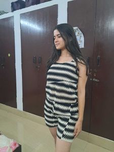 Striped Knit Romper Set