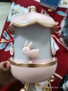 Pink Bunny Carousel Music Box