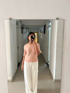 Peach Top with Half Sleeves