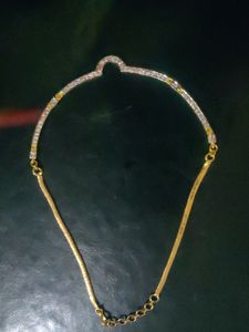 American Diamond (AD) White Color Hasli/Choker/Pendant with Chain for Girls