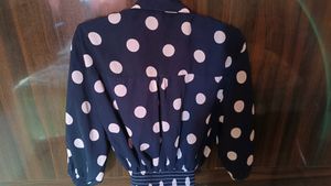 Unused Beautiful Navy Blue Top With Pulka Dott Top