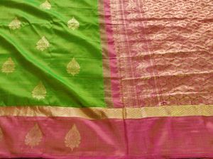 Green &amp; Pink korvai kanchipuram silk Saree