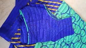 Colourful Green Blue Saree For Sale