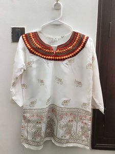 Elegant Elephant Print Kurti Top