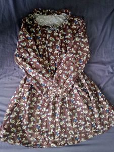 brown printed dress