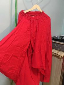 Red Split Leg Palazzo Skirt